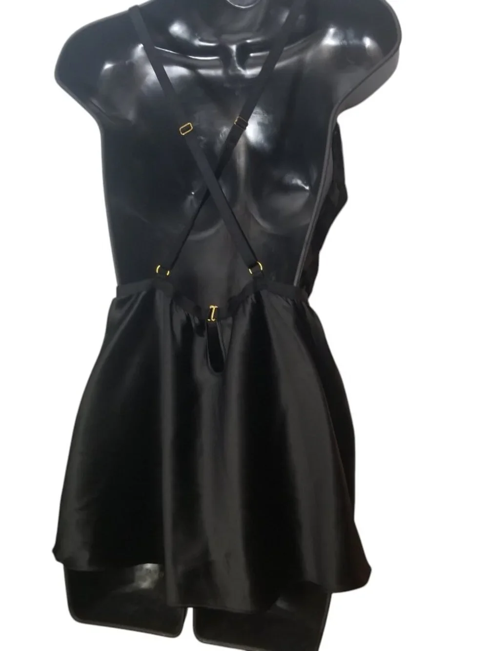 Victoria Secret Women's Black Babydoll Fairycore Floral Mesh Slip Dress Sz L